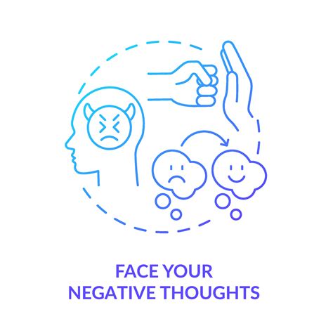 Face Negative Thoughts Blue Gradient Concept Icon Self Appreciation