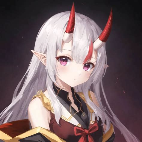 Anime Girl With Horns And A Red Bow Holding A Sword Seaart Ai