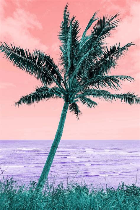 Download Palm Trees Beach Retro Landscape Vaporwave Wallpaper