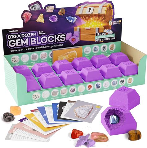 Dig a Dozen Gem Blocks - Archaeology Geology Science Gift - Rock