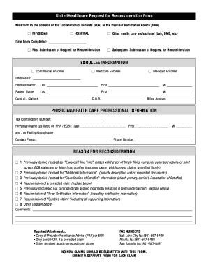 Uhc Reconsideration Form Fillable Fill Online Printable Fillable