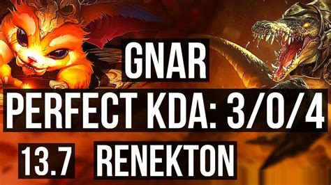 Gnar Vs Renekton Top 3 0 4 1 8m Mastery Kr Diamond 13 7 Youtube