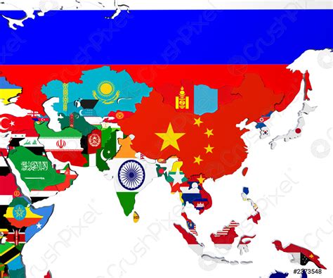 Asia map - highly detailed 3d illustration in white - stock photo ...