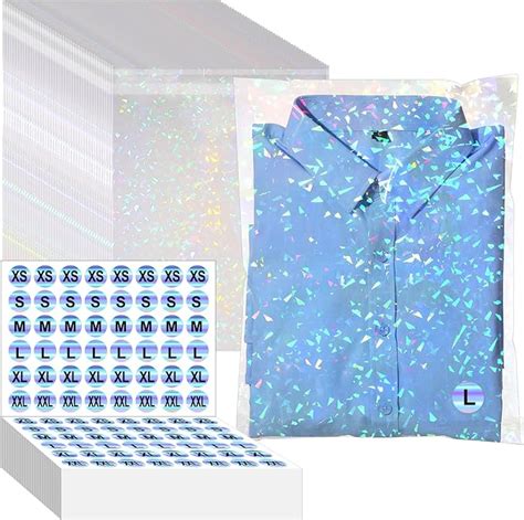 Amazon Wesnoy Pcs Holographic Resealable Poly Clear Shirt Bags