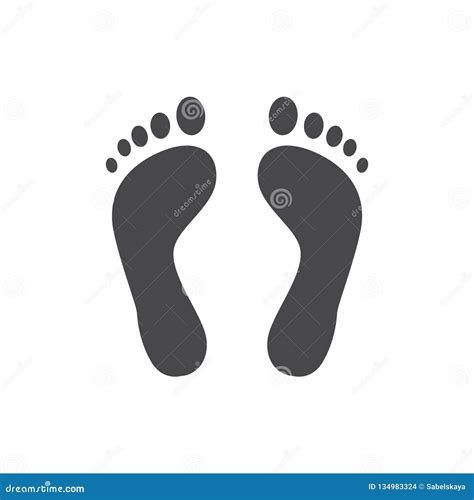 Human Barefoot Track Monochrome Silhouette Vector Illustration Stock