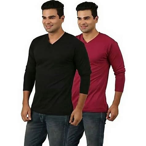 Plain V Neck Men Full Sleeves Cotton T Shirt At Rs In Saharanpur