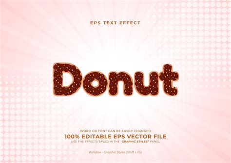 Premium Vector Chocolate Donut Editable Text Effect Template