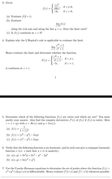 Solved 3 Given F Z {xrez∣z∣2 −3i If Z 0 If Z 0 A