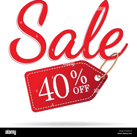 Vol3 Sale Sign Set Red On White Background 40 Percent Off Heading