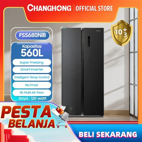 Jual CHANGHONG Kulkas 2 Pintu Side By Side FSS680NIB 560 L Kulkas