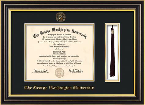 George Washington University Diploma Frame Satin Black Wembossed