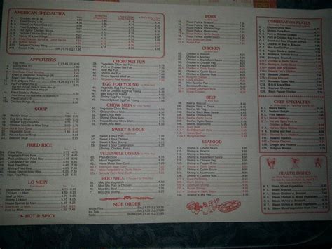 Menu At Mings Buffet Restaurant Camden