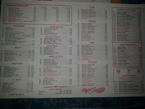 Menu At Mings Buffet Restaurant Camden