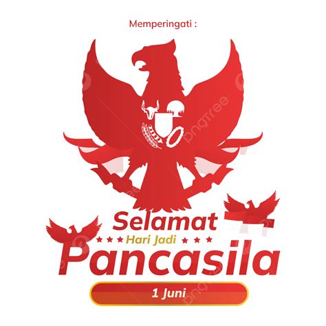 Lettering Text Of Selamat Hari Lahir Pancasila 1 Juni 1945 Pancasila