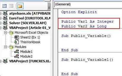 Vba Public Variables How To Declare Public Variables In Vba Examples