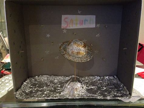 Saturn Diorama Made For A School Project Planet Project Science Fair