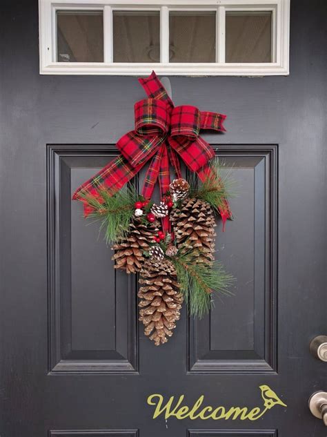 Pine Cone Swag Door Decor Christmas Decor Large Pine Cone Etsy Pine