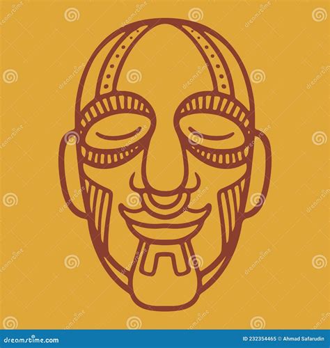 Icônes Vectorielles De Masque Aztèque Dessin Traditionnel Maya Visage