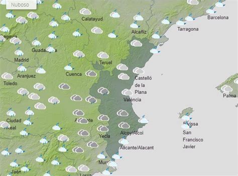 El tiempo hoy y mañana en Valencia Alicante y Castellón Aemet