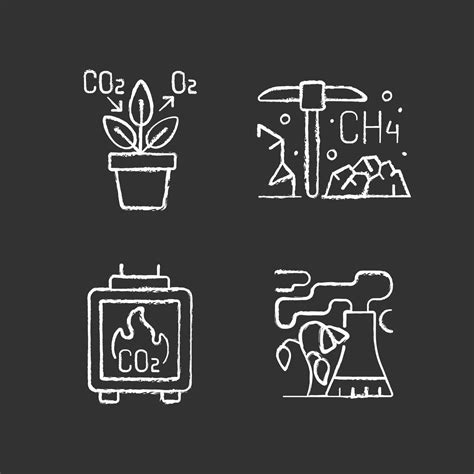 Air Pollution Chalk White Icons Set On Black Background 2227736 Vector Art At Vecteezy