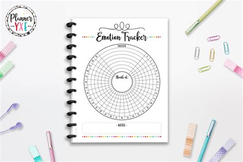 Emotion Tracker Printable Feelings Tracker Cutlines Instant Download Motivate Planner