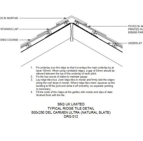 Typical Slate Ridge Tile Cad Detail Cadblocksfree Thousands Of Free