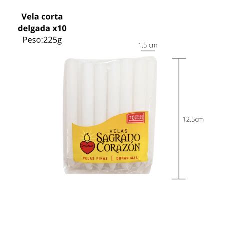 Vela Corta Delgada Blanca X Velas Sagrado Coraz N Cerer A Sagrado