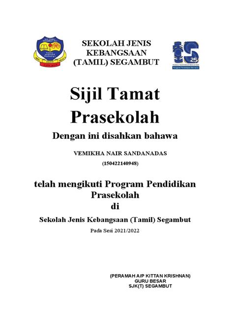 Sijil Tamat Prasekolah Pdf