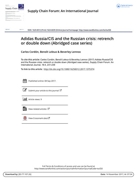 Pdf Adidas Russiacis And The Russian Crisis Retrench Or Double Down
