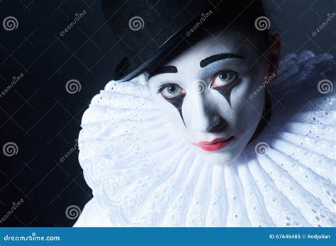 Pantomime Triste Pierrot Portrait De Plan Rapproch Image Stock