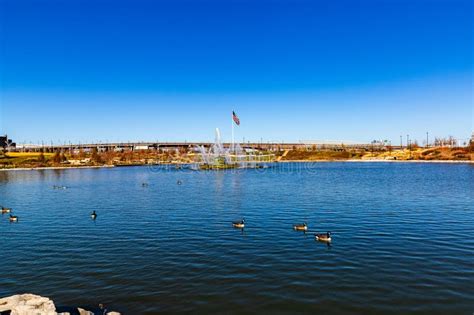 The Lake And Fountain Of The Heartland Of America Park At The