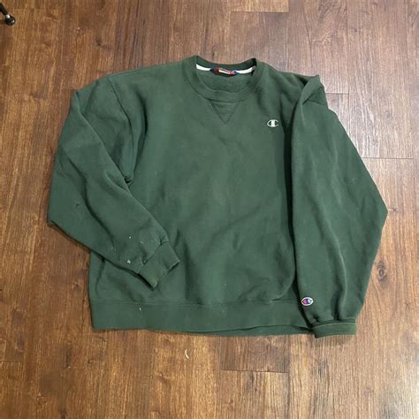 Vintage Green Champion Crew Neck A Little Bit Of Depop