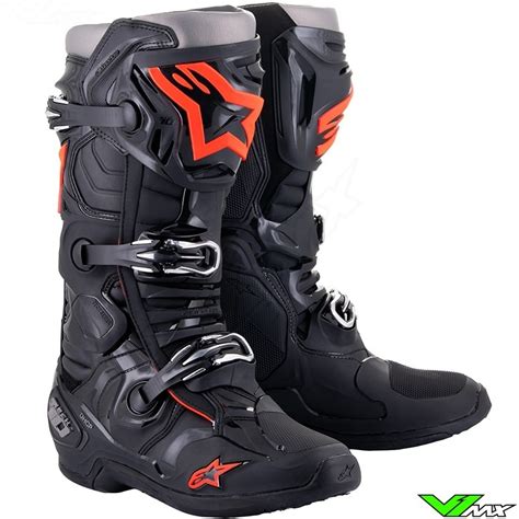 Alpinestars Tech Motocross Boots Black Fluo Red