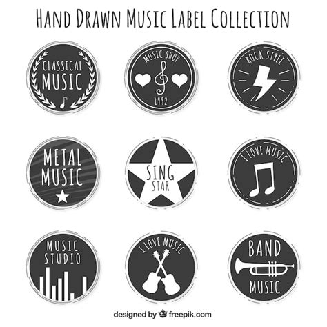 Free Vector Round Vintage Music Stickers Set