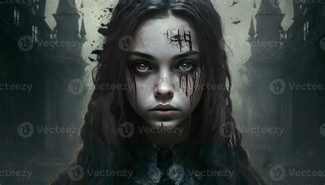 A Girl In Dark Gothic Girl Horror Dark Image 22311438 Stock Photo At