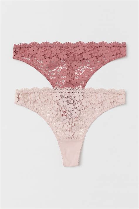 2 Pack Lace Thong Briefs