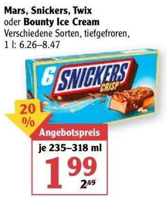 Mars Snickers Twix Oder Bounty Ice Cream Verschiedene Sorten Angebot