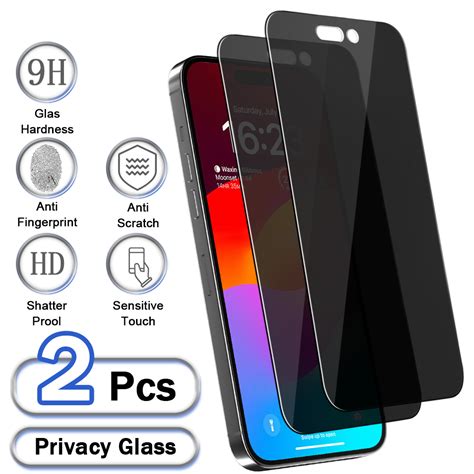 Xhy Iphone 15 Pro Max Privacy Screen Protector 67 Inch2 Pack Anti Spy Privacy Tempered Glass