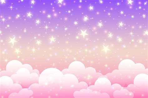 Premium Vector | Fantasy pink unicorn background with clouds and stars ...