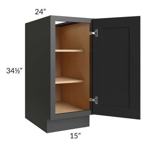 Midtown Black Shaker 15 Full Height Door Base Cabinet The Rta Store