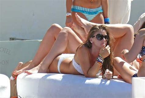 Bikini Point Brooke Vincent Displays Her White Bikini Butt Ass In Marbella Pool Party
