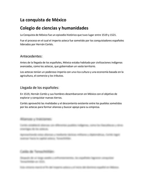 Solution La Conquista De M Xico Studypool