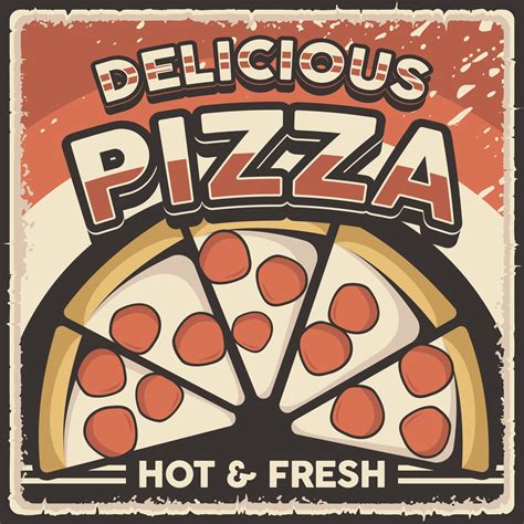 Retro Vintage Pizza Sign Poster 2157762 Vector Art At Vecteezy