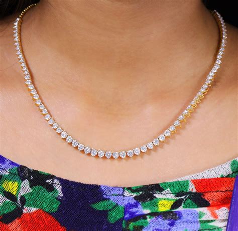 Lab Created Diamond Necklace Wedding Tennis Chain Necklace Etsy