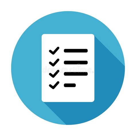 Simple Flat Circular Checklist Icon White On Blue Stock Vector