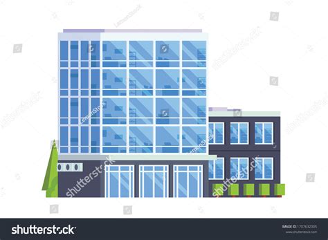 Office Building Flat Design Concept Illustration Stock Vector (Royalty ...