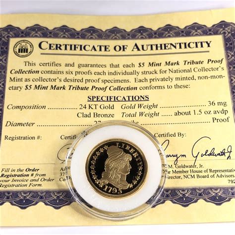 24K Gold Layered 1795 Capped Bust Quarter Eagle Replica Proof DCAM In