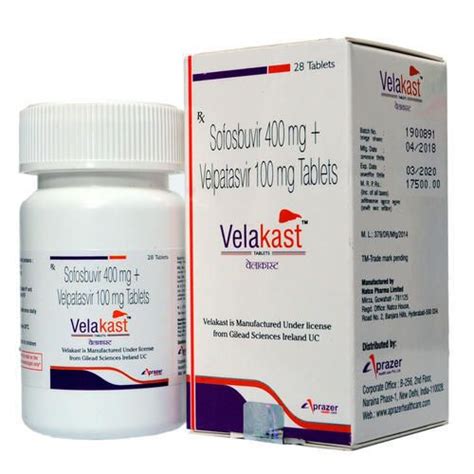 Velakast Tablet Sofosbuvir Velpatasvir Packaging Type Bottles At Rs