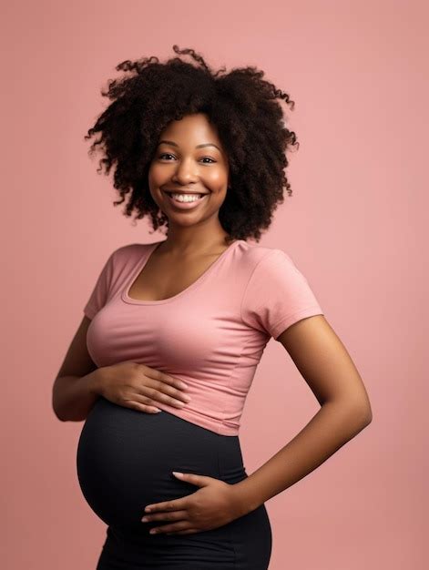 Premium Ai Image Portrait Of A Happy Pregnant Woman Touching Her Belly