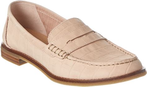 Sperry Seaport Croc Embossed Leather Penny Loafer Shopstyle Flats